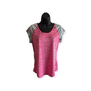 Reebok Womens Size M Short Sleeve Athletic T Shirt Pink Gray